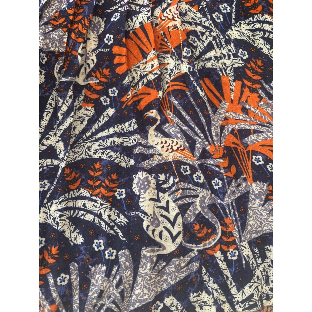 Maeve Anthropologie Navy Orange Tropical Flamingo Print Blouse Medium NWT - Picture 7 of 9
